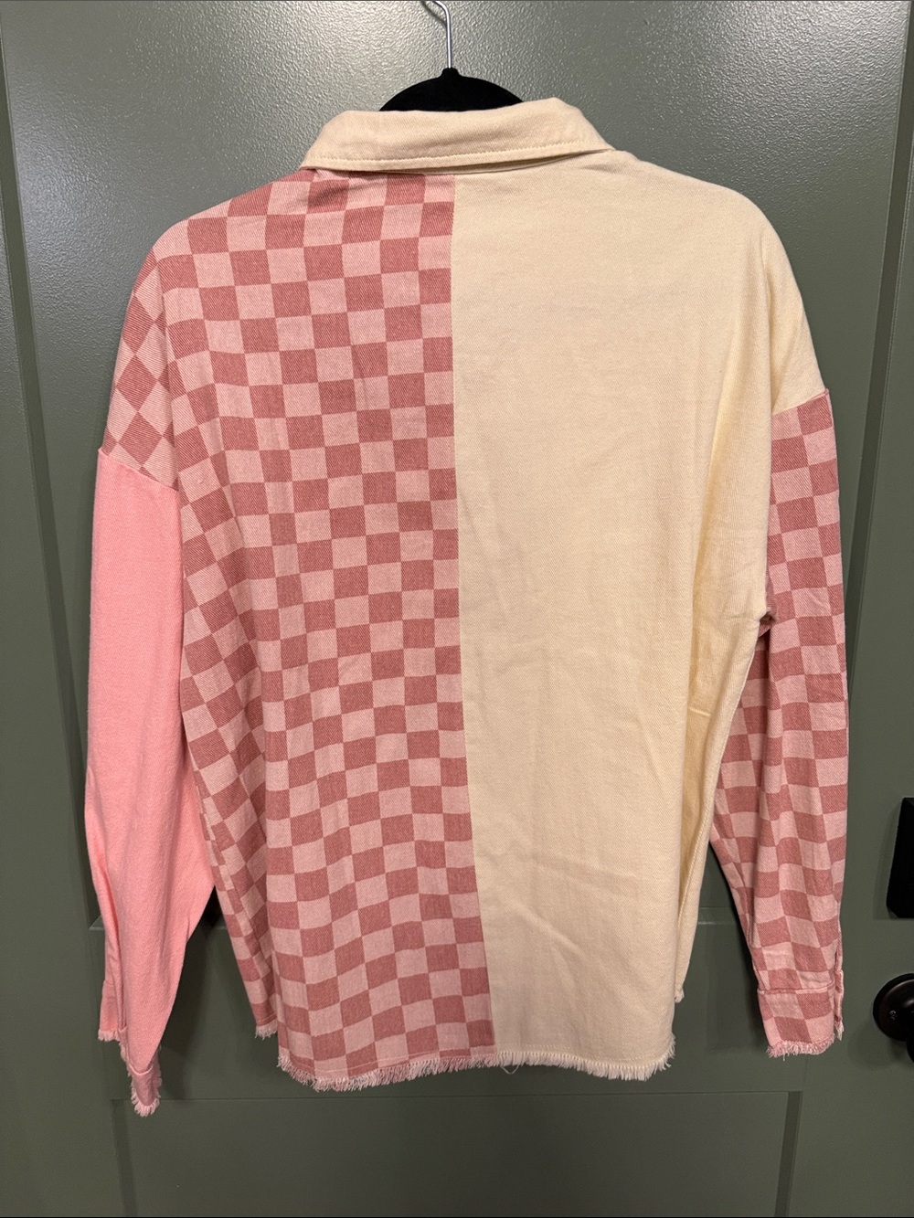 BiBi Pink & Cream Checker Contrast snap-Up Shirt/jacket - Picture 7 of 10